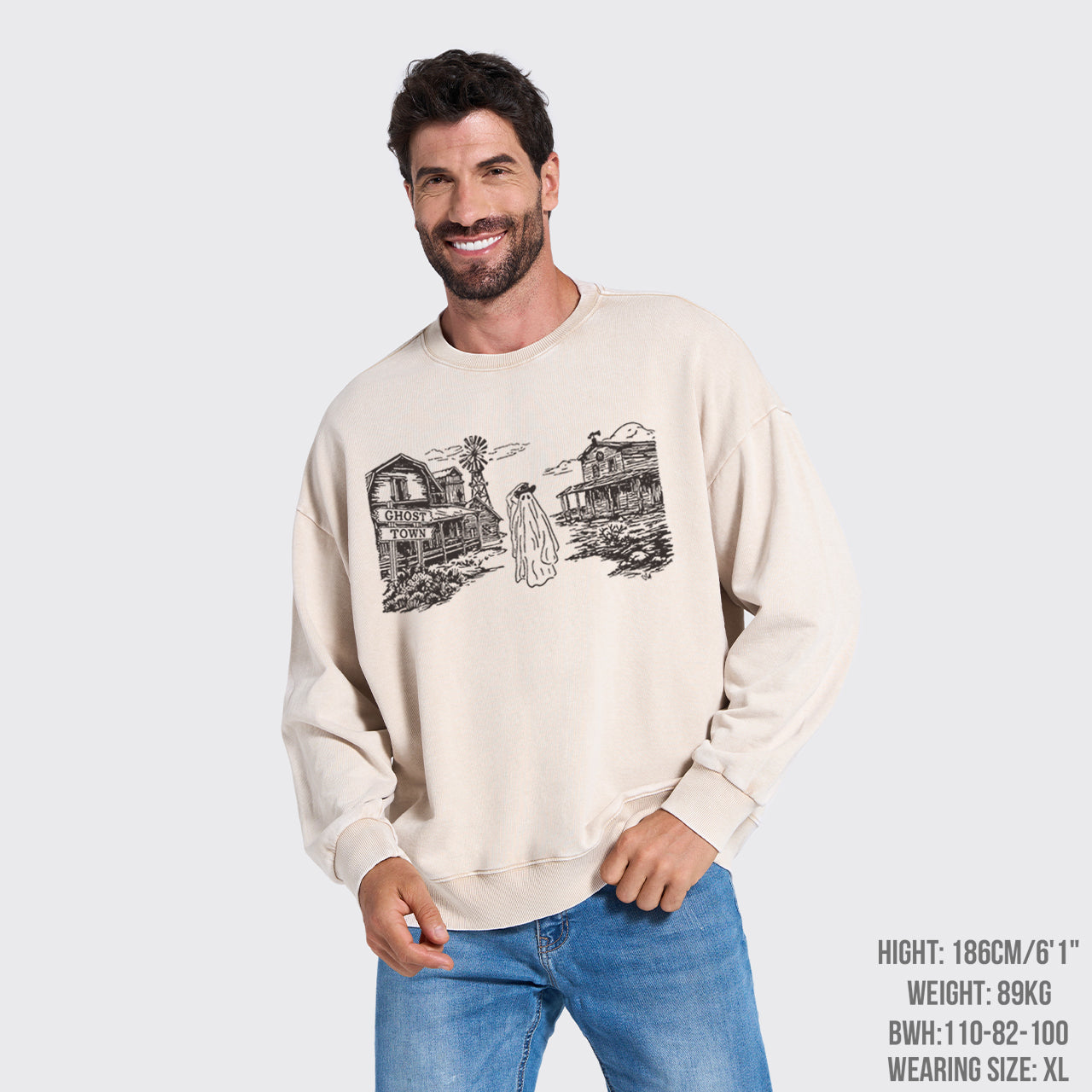 Western Halloween Ghost Town Washed Sweatshirts