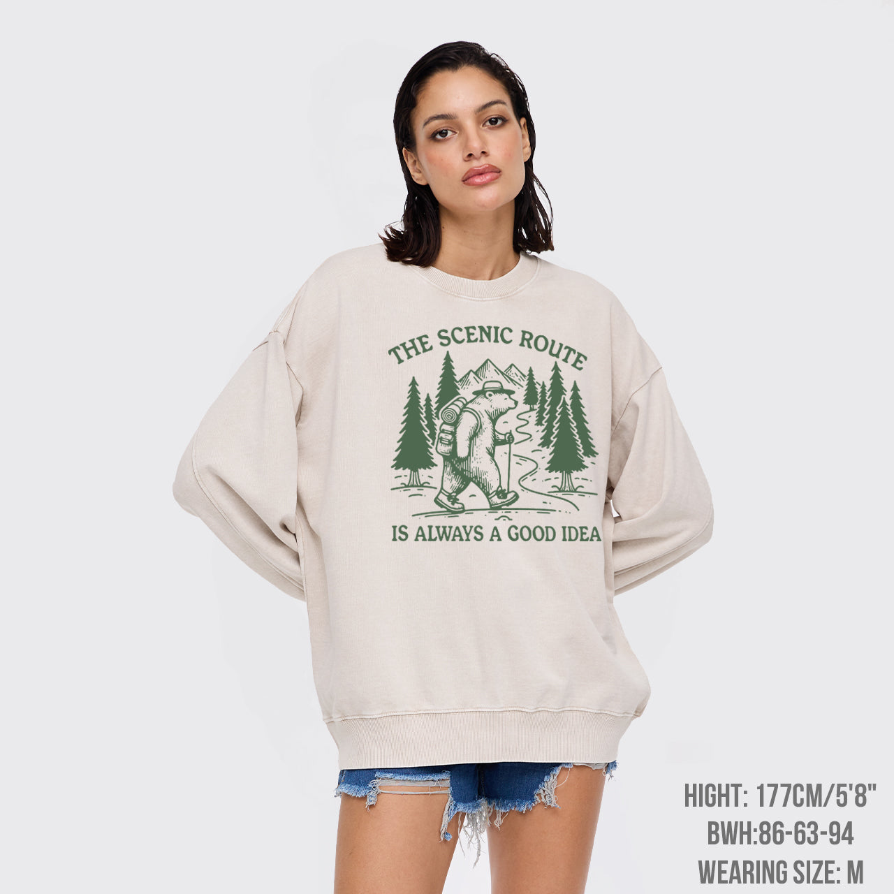 The Scenic Route Is Always A Good Idea Washed Sweatshirts