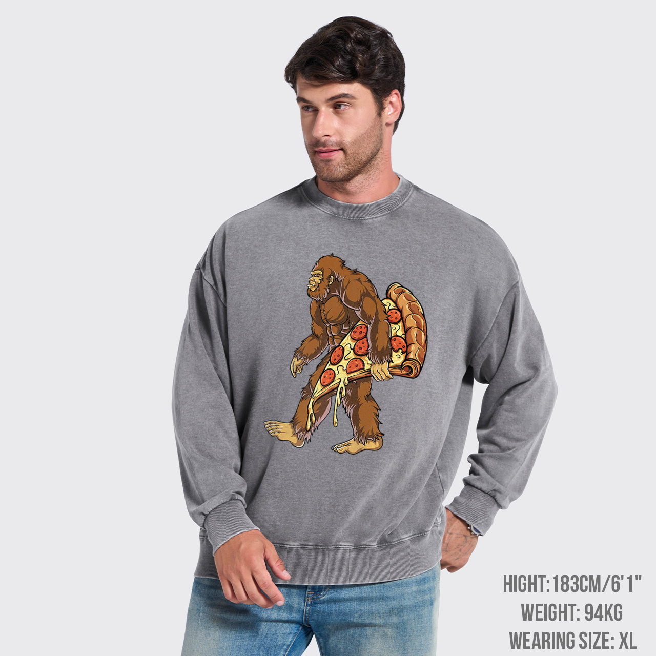 Bigfoot Pizza Washed Sweatshirts