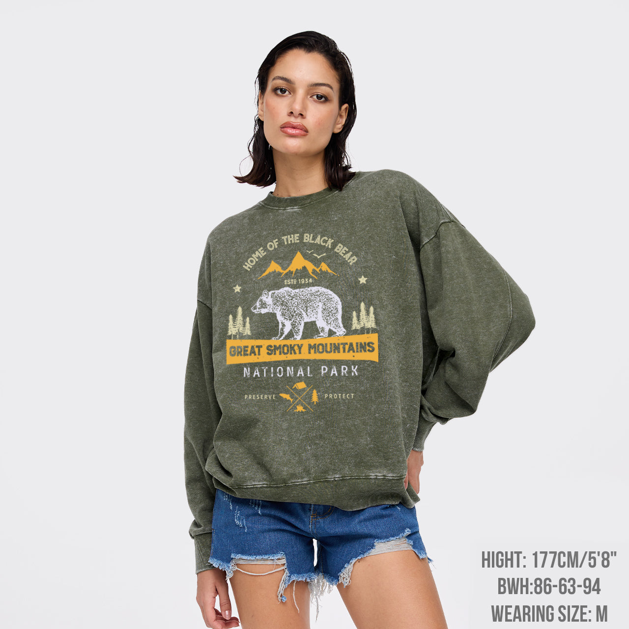 Great Smoky Mountains Home Of The Black Bear Washed Sweatshirts