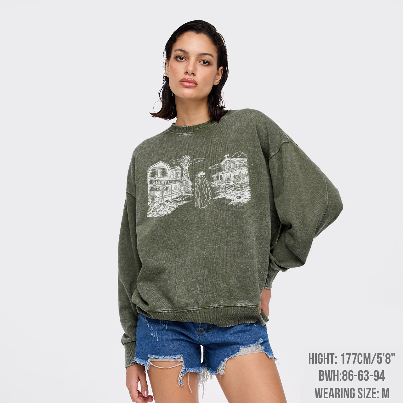 Western Halloween Ghost Town Washed Sweatshirts