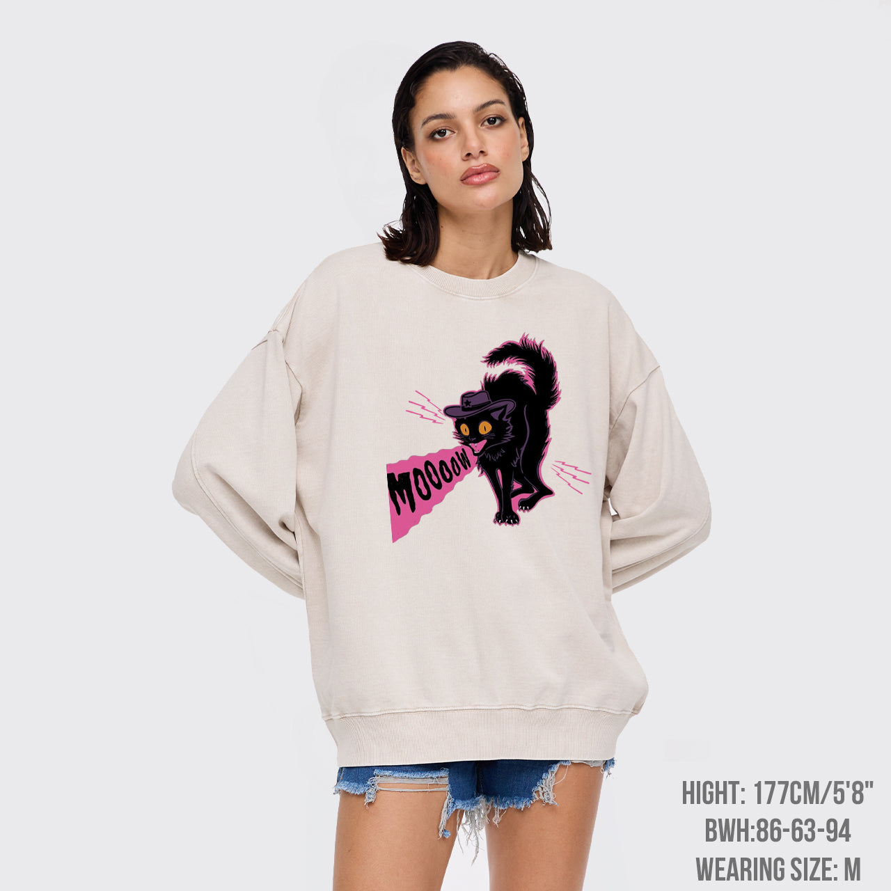 Halloween Scary Moooow Washed Sweatshirts