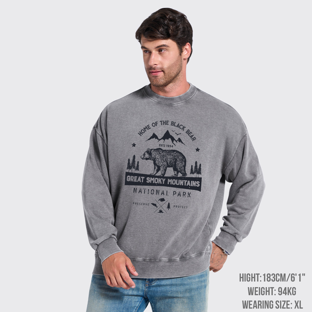 Great Smoky Mountains Home Of The Black Bear Washed Sweatshirts