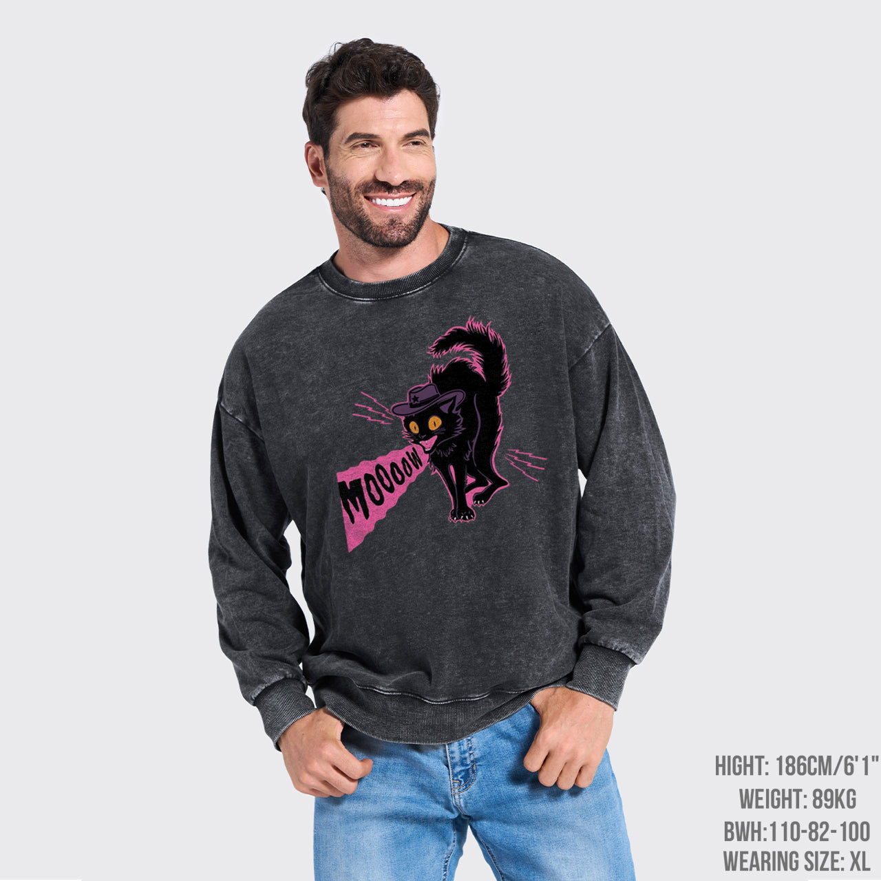 Halloween Scary Moooow Washed Sweatshirts