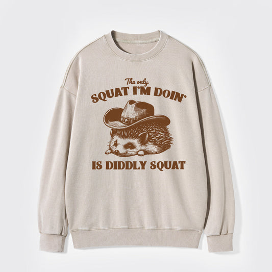 The Only Squat I'm Doing Is Diddly Squat Washed Sweatshirts
