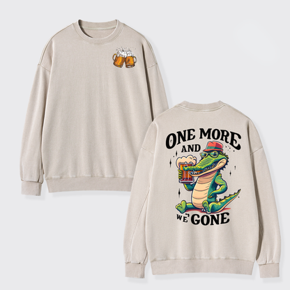 A Crocodile Drinking Beer Washed Sweatshirts