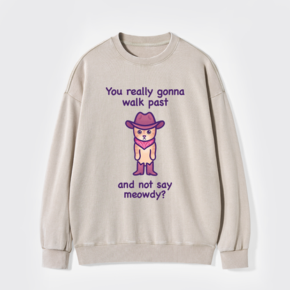 You Really Gonna Walk Past And Not Say Meowdy Washed Sweatshirts