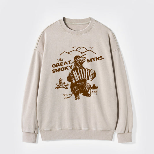 Smoky Bluegrass Grizzly Bear Washed Sweatshirts