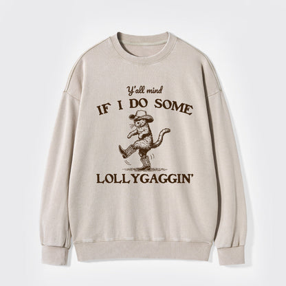 Sneaky Cowboy Cat Washed Sweatshirts