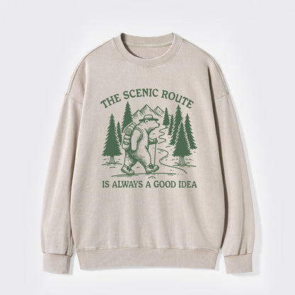 The Scenic Route Is Always A Good Idea Washed Sweatshirts