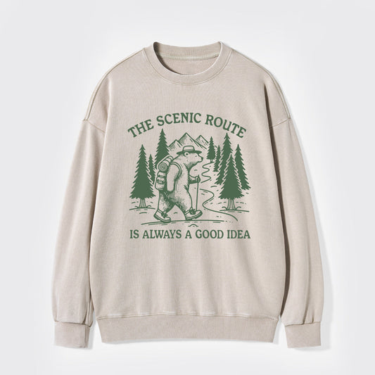 The Scenic Route Is Always A Good Idea Washed Sweatshirts