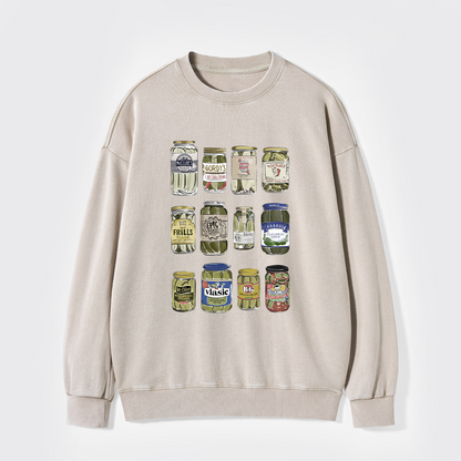 Vintage Canned Pickles Funny Washed Sweatshirts
