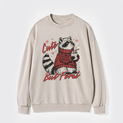 Funny Christmas Raccoon Washed Sweatshirts