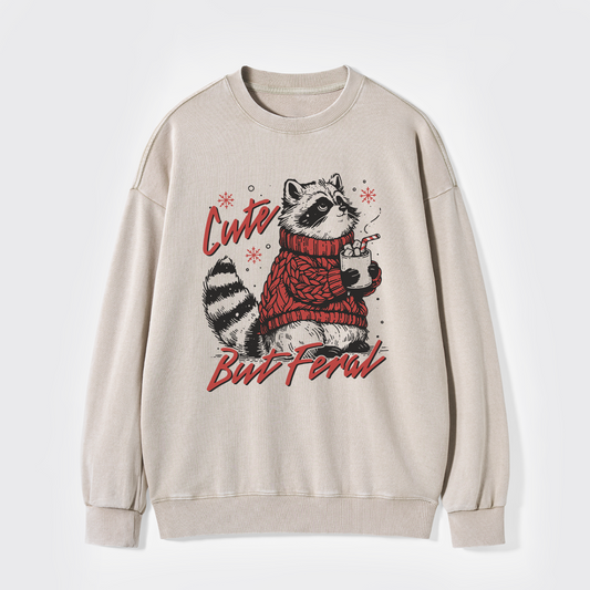 Funny Christmas Raccoon Washed Sweatshirts