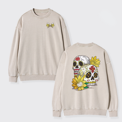 Beer Skull Montage Washed Sweatshirts