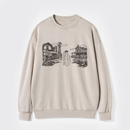 Western Halloween Ghost Town Washed Sweatshirts