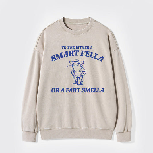 Are You A Smart Fella Or Fart Smella Washed Sweatshirts