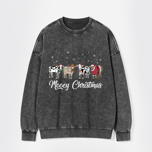Christmas Cow Washed Sweatshirts
