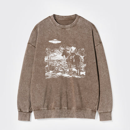 There's A UFO Washed Sweatshirts
