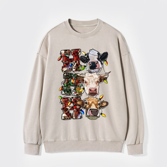Ho Ho Ho Cows Washed Sweatshirts