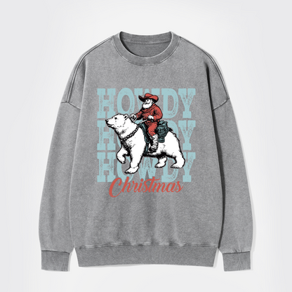 Santa Claus And Polar Bear Washed Sweatshirts