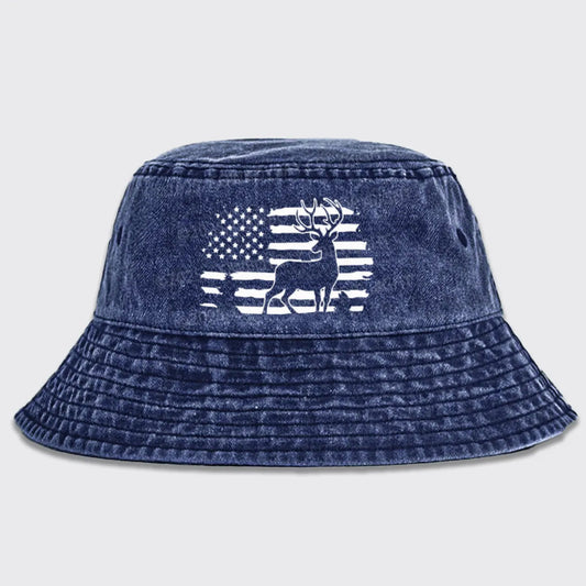USA Flag Deer Bucket Hat