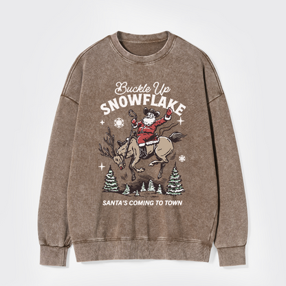 Retro Christmas Cowboy Santa Washed Sweatshirts
