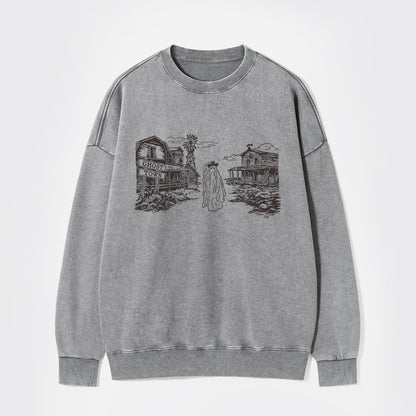 Western Halloween Ghost Town Washed Sweatshirts