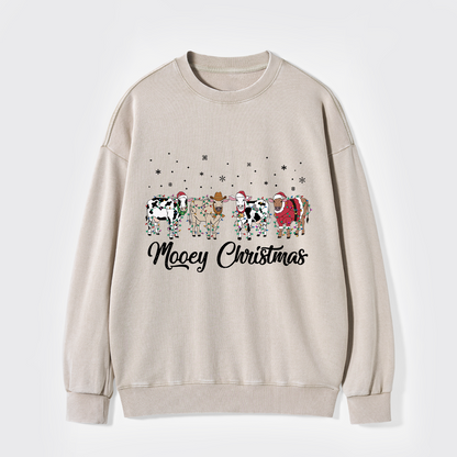 Christmas Cow Washed Sweatshirts