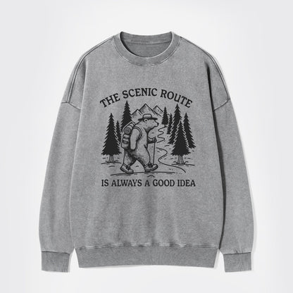 The Scenic Route Is Always A Good Idea Washed Sweatshirts