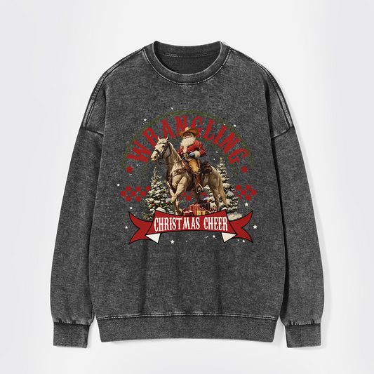 Wrangling Christmas Cheer Washed Sweatshirts