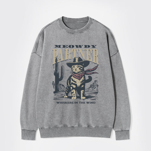 Meowdy Partner Cowboy Cat Washed Sweatshirts