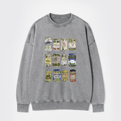 Vintage Canned Pickles Funny Washed Sweatshirts