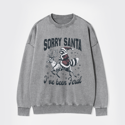 Sorry Santa I've Been Feral Washed Sweatshirts
