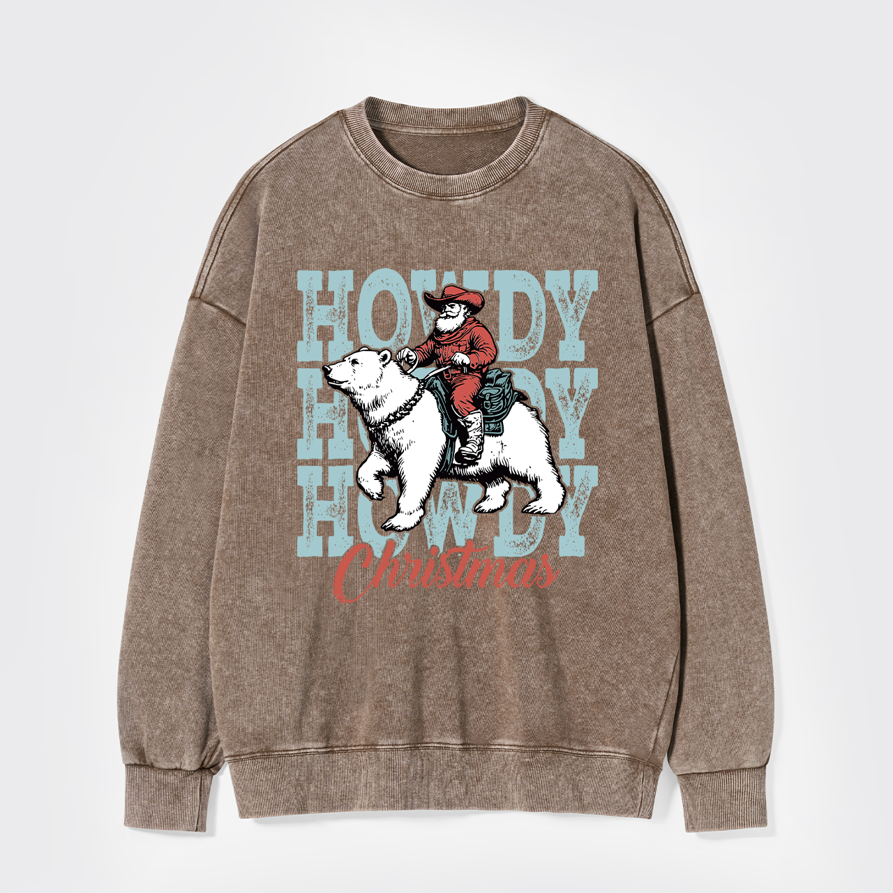 Santa Claus And Polar Bear Washed Sweatshirts