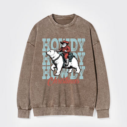 Santa Claus And Polar Bear Washed Sweatshirts