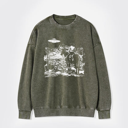 There's A UFO Washed Sweatshirts