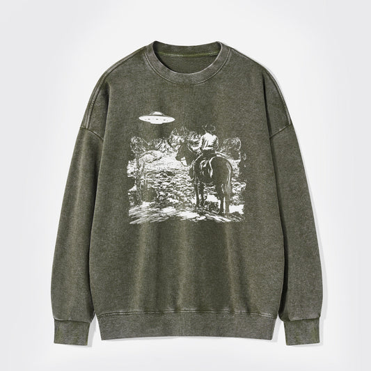 There's A UFO Washed Sweatshirts