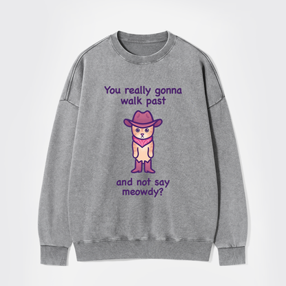 You Really Gonna Walk Past And Not Say Meowdy Washed Sweatshirts