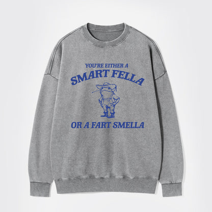 Are You A Smart Fella Or Fart Smella Washed Sweatshirts