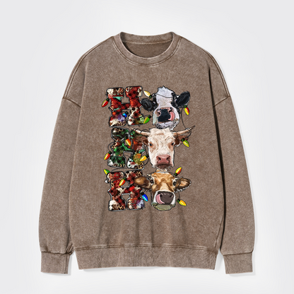Ho Ho Ho Cows Washed Sweatshirts
