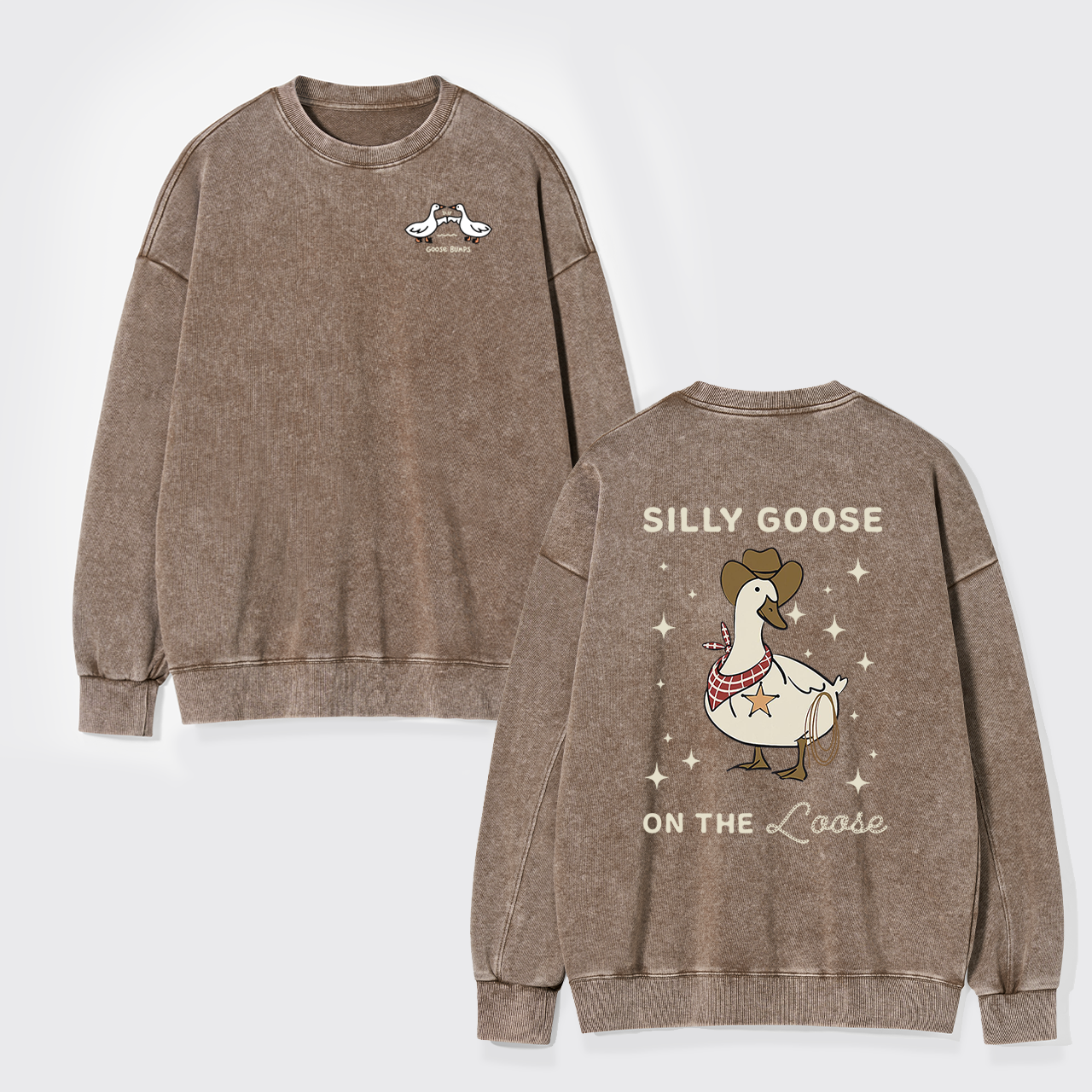 Retro Silly Goose On The Loose Washed Sweatshirts