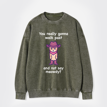 You Really Gonna Walk Past And Not Say Meowdy Washed Sweatshirts