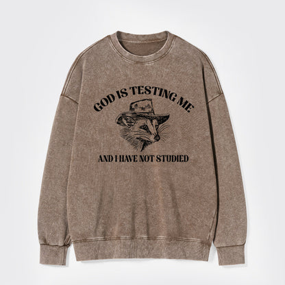 God Is Testing Me Funny Washed Sweatshirts