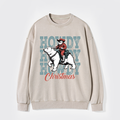 Santa Claus And Polar Bear Washed Sweatshirts