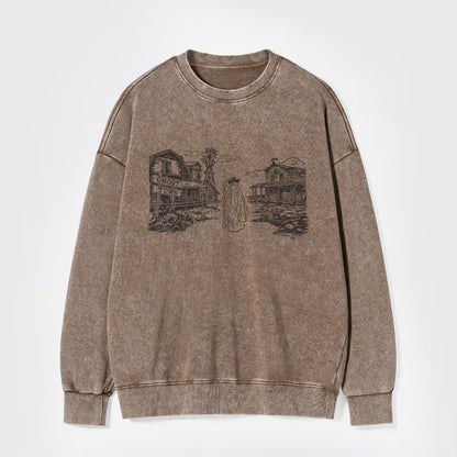 Western Halloween Ghost Town Washed Sweatshirts