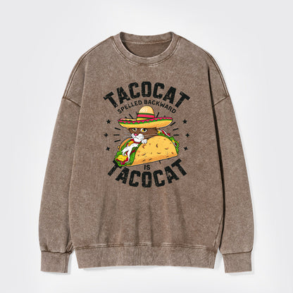 Tacocat Spelled Backward Is Tacocat Washed Sweatshirts
