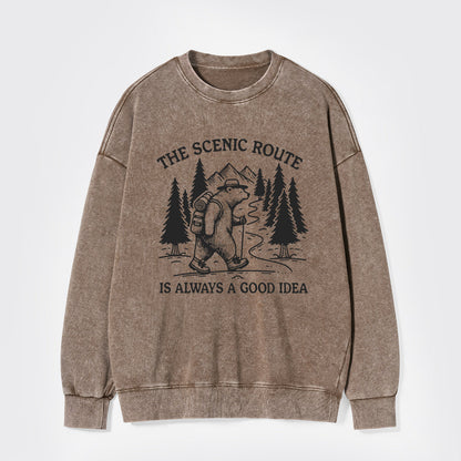 The Scenic Route Is Always A Good Idea Washed Sweatshirts