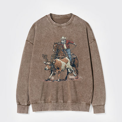 Western Roping Santa Washed Sweatshirts