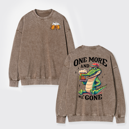 A Crocodile Drinking Beer Washed Sweatshirts